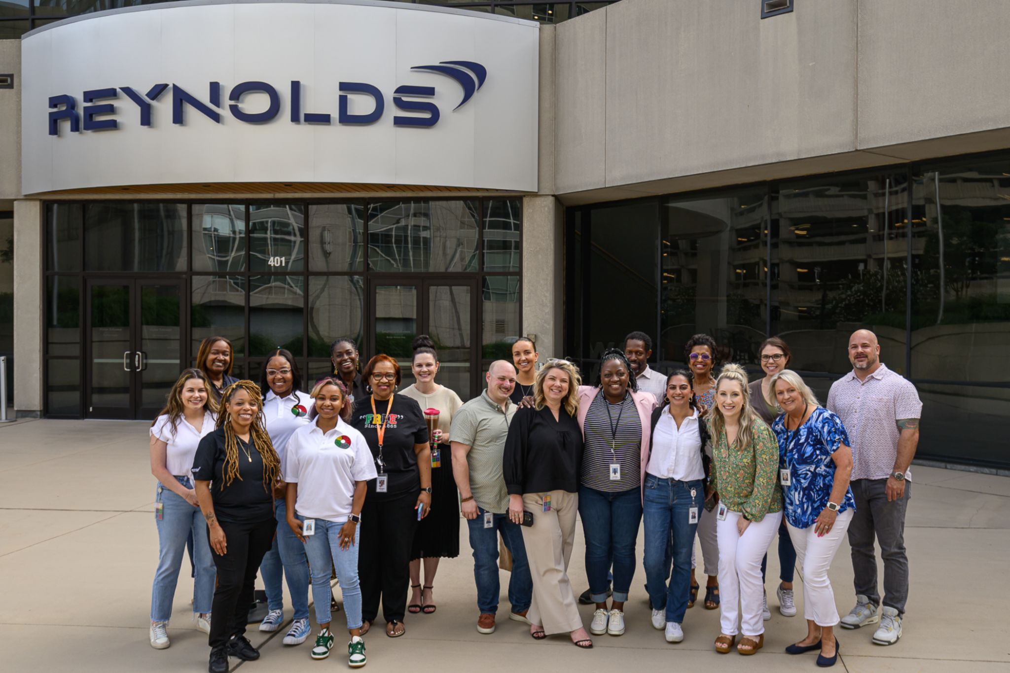 Members of Reynolds' Employee Resource Groups pose for a photo.